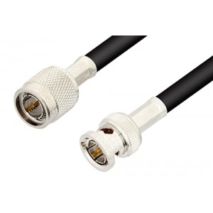 75 Ohm TNC Male to 75 Ohm BNC Male Cable 12 Inch Length Using 75 Ohm ET-RG59 Coax, RoHS