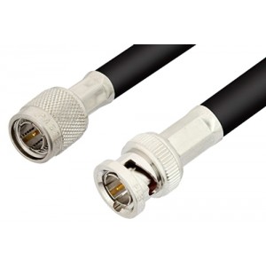 75 Ohm TNC Male to 75 Ohm BNC Male Cable 12 Inch Length Using 75 Ohm ET-RG6 Coax, RoHS