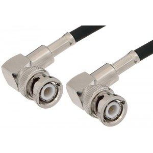 BNC Male Right Angle to BNC Male Right Angle Cable 12 Inch Length Using 53 Ohm ET-RG55 Coax