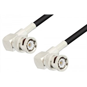 BNC Male Right Angle to BNC Male Right Angle Cable 12 Inch Length Using 75 Ohm ET-RG59 Coax, RoHS