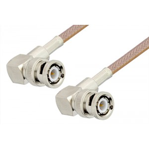 BNC Male Right Angle to BNC Male Right Angle Cable 12 Inch Length Using ET-RG400 Coax, RoHS