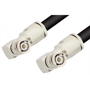 BNC Male Right Angle to BNC Male Right Angle Cable 12 Inch Length Using ET-RG8 Coax, RoHS