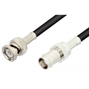 BNC Male to BNC Female Cable 12 Inch Length Using 53 Ohm ET-RG55 Coax