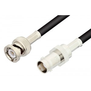 BNC Male to BNC Female Cable 12 Inch Length Using ET-RG58 Coax, RoHS