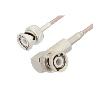 BNC Male to BNC Male Right Angle Cable 12 Inch Length Using 75 Ohm ET-RG179 Coax