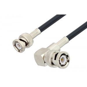 BNC Male to BNC Male Right Angle Cable 12 Inch Length Using ET38380 Coax