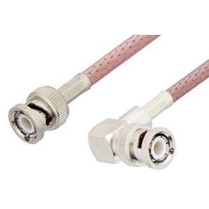 BNC Male to BNC Male Right Angle Cable 12 Inch Length Using ET-RG142 Coax