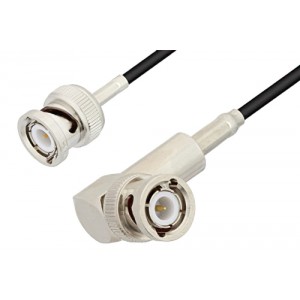 BNC Male to BNC Male Right Angle Cable 12 Inch Length Using ET-RG174 Coax