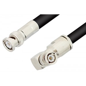 BNC Male to BNC Male Right Angle Cable 12 Inch Length Using ET-RG213 Coax, RoHS