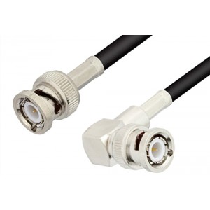 BNC Male to BNC Male Right Angle Cable 12 Inch Length Using ET-RG223 Coax