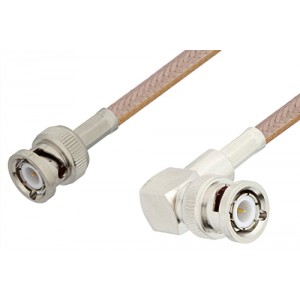 BNC Male to BNC Male Right Angle Cable 12 Inch Length Using ET-RG400 Coax