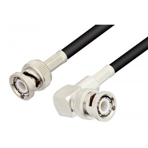 BNC Male to BNC Male Right Angle Cable 12 Inch Length Using ET-RG58 Coax, RoHS