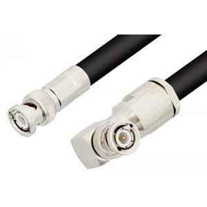 BNC Male to BNC Male Right Angle Cable 12 Inch Length Using ET-RG8 Coax, RoHS