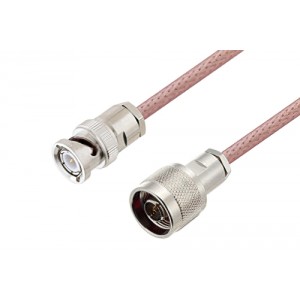 BNC Male to N Male Cable 12 Inch Length Using ET-RG142 Coax