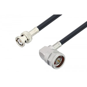 BNC Male to N Male Right Angle Cable 12 Inch Length Using ET38379 Coax