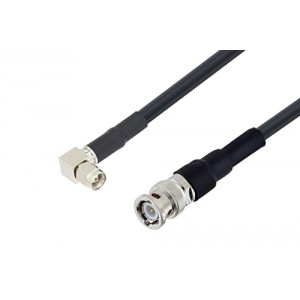 BNC Male to SMA Male Right Angle Cable 12 Inch Length Using ET38373 Coax with HeatShrink