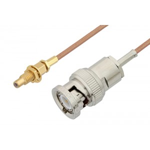 BNC Male to SSMC Jack Bulkhead Cable 6 Inch Length Using ET-RG178 Coax