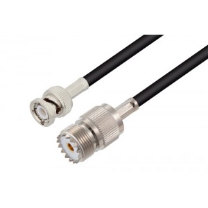 BNC Male to UHF Female Cable 12 Inch Length Using 53 Ohm ET-RG55 Coax