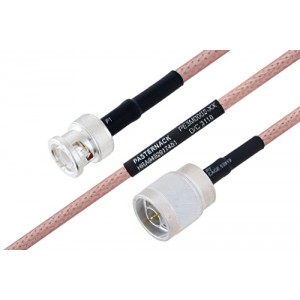 MIL-DTL-17 BNC Male to N Male Cable 12 Inch Length Using M17/60-ET-RG142 Coax