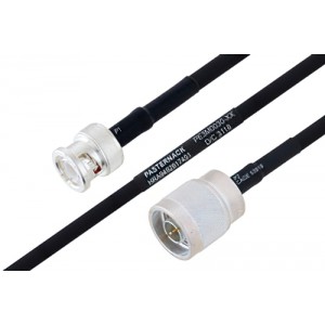 MIL-DTL-17 BNC Male to N Male Cable 12 Inch Length Using M17/84-ET-RG223 Coax