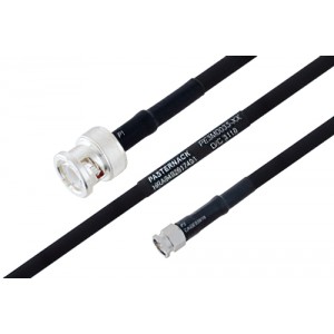 MIL-DTL-17 BNC Male to SMA Male Cable 12 Inch Length Using M17/84-ET-RG223 Coax