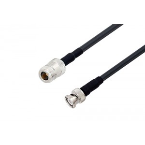 N Female to BNC Male Cable 12 Inch Length Using ET38379 Coax with HeatShrink