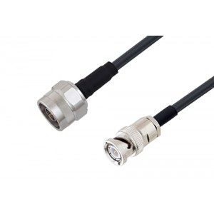 N Male to BNC Male Cable 12 Inch Length Using ET38380 Coax with HeatShrink