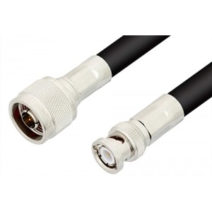 N Male to BNC Male Cable 12 Inch Length Using ET-RG214 Coax, RoHS