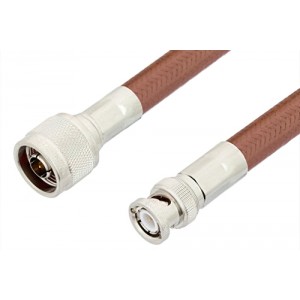 N Male to BNC Male Cable 12 Inch Length Using ET-RG393 Coax, RoHS