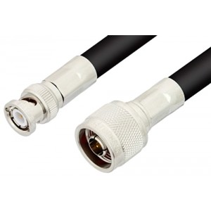 N Male to BNC Male Cable 12 Inch Length Using ET-RG8 Coax, RoHS