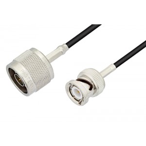 N Male to BNC Male Cable 6 Inch Length Using ET-RG174 Coax