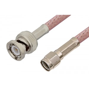 Reverse Polarity SMA Male to BNC Male Cable 12 Inch Length Using ET-RG142 Coax, RoHS