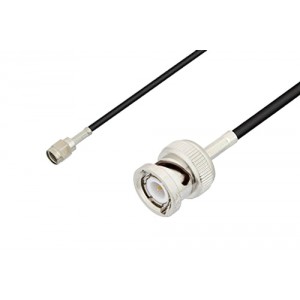 Reverse Polarity SMA Male to BNC Male Cable 12 Inch Length Using ET-RG174 Coax