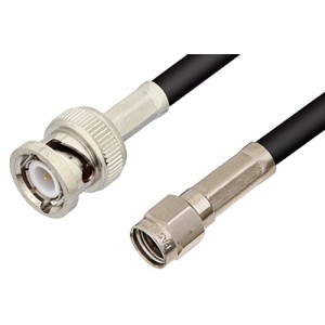 Reverse Polarity SMA Male to BNC Male Cable 12 Inch Length Using ET-RG223 Coax, RoHS