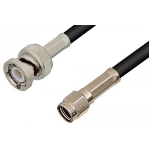 Reverse Polarity SMA Male to BNC Male Cable 12 Inch Length Using ET-RG58 Coax, RoHS