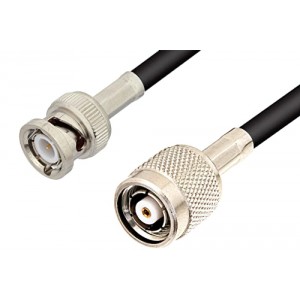 Reverse Polarity TNC Male to BNC Male Cable 12 Inch Length Using ET-RG223 Coax