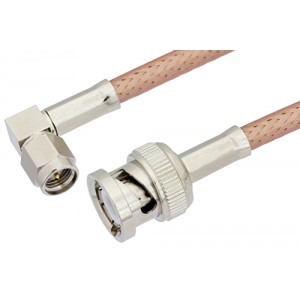 SMA Male Right Angle to BNC Male Cable 12 Inch Length Using ET-P195 Coax