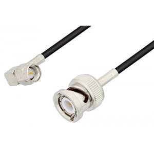 SMA Male Right Angle to BNC Male Cable 6 Inch Length Using ET-RG174 Coax, LF Solder, RoHS