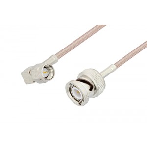 SMA Male Right Angle to BNC Male Cable 6 Inch Length Using ET-RG316 Coax, LF Solder, RoHS