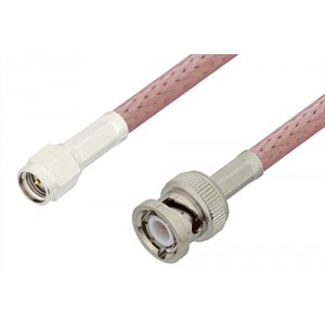 SMA Male to BNC Male Cable 12 Inch Length Using ET-RG142 Coax, RoHS