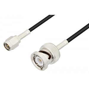 SMA Male to BNC Male Cable 12 Inch Length Using ET-RG174 Coax, LF Solder, RoHS