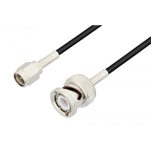 SMA Male to BNC Male Cable 12 Inch Length Using ET-RG174 Coax