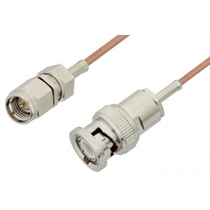 SMA Male to BNC Male Cable 12 Inch Length Using ET-RG178 Coax, RoHS