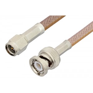 SMA Male to BNC Male Cable 12 Inch Length Using ET-RG400 Coax, RoHS