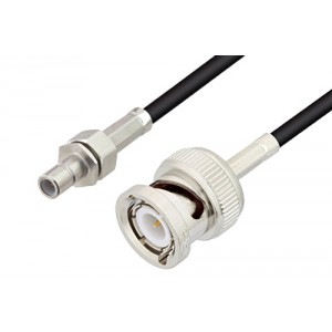 SMB Jack to BNC Male Cable 12 Inch Length Using ET-RG174 Coax, LF Solder