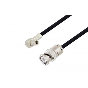 SMB Plug Right Angle to BNC Male Cable 12 Inch Length Using ET-RG223 Coax