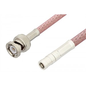 SMB Plug to BNC Male Cable 12 Inch Length Using ET-RG142 Coax, RoHS