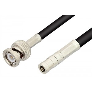 SMB Plug to BNC Male Cable 12 Inch Length Using ET-RG58 Coax, RoHS