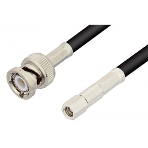 SMC Plug to BNC Male Cable 12 Inch Length Using ET-RG58 Coax, RoHS