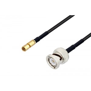 SSMC Plug to BNC Male Cable 12 Inch Length Using ET-RG174 Coax with HeatShrink